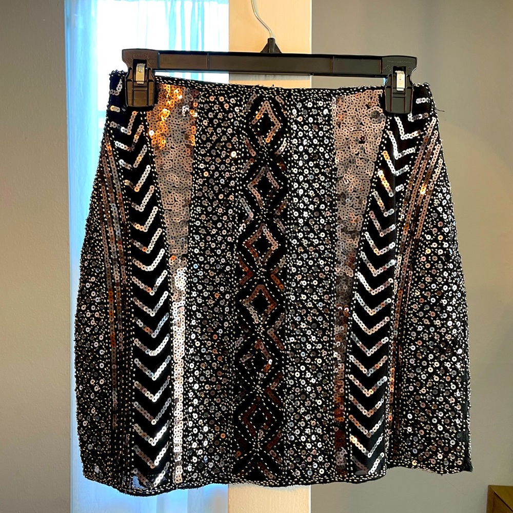 Black Sequin Mini Skirt